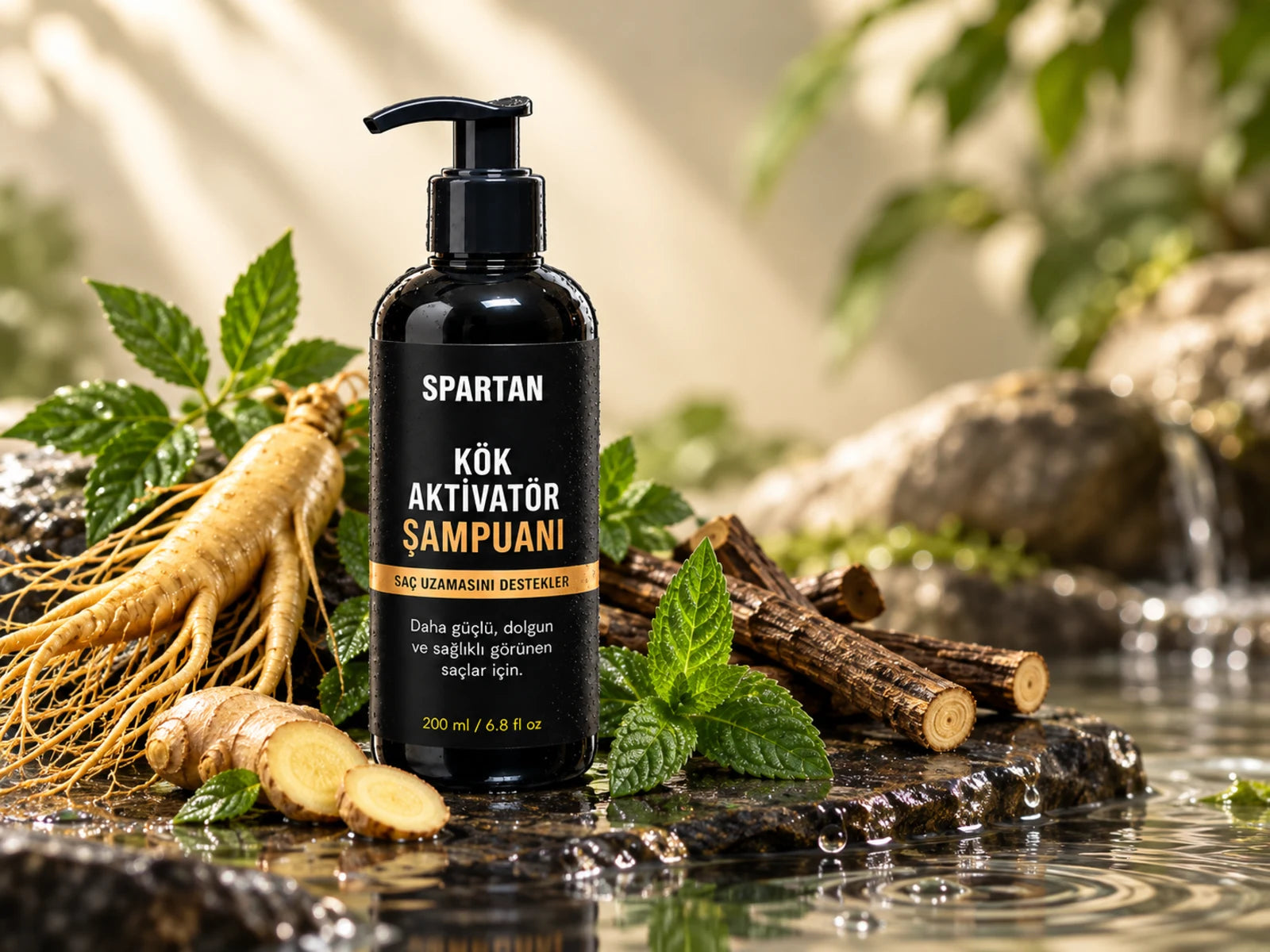 Spartan şampuan, ginseng, meyan kökü, zencefil ve nane yaprakları